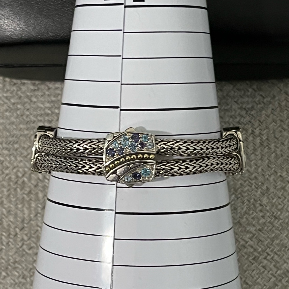 JOHN HARDY PRE-LOVED AUTHENTIC STERLING SILVER/18K YELLOW GOLD LAVAFIRE SEA … - Picture 8 of 17